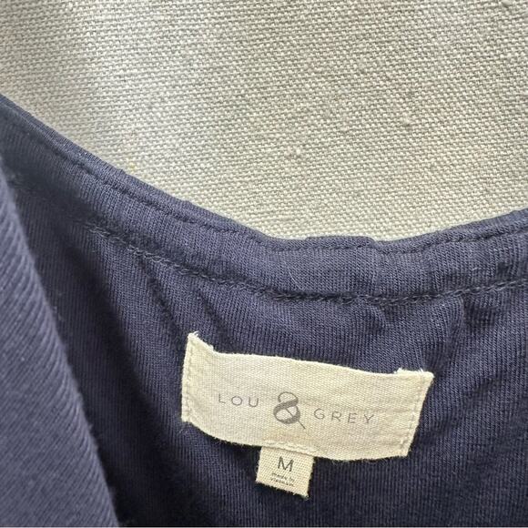 Lou & Grey Signaturesoft navy stretch jersey knit midi dress size medium - Picture 5 of 14